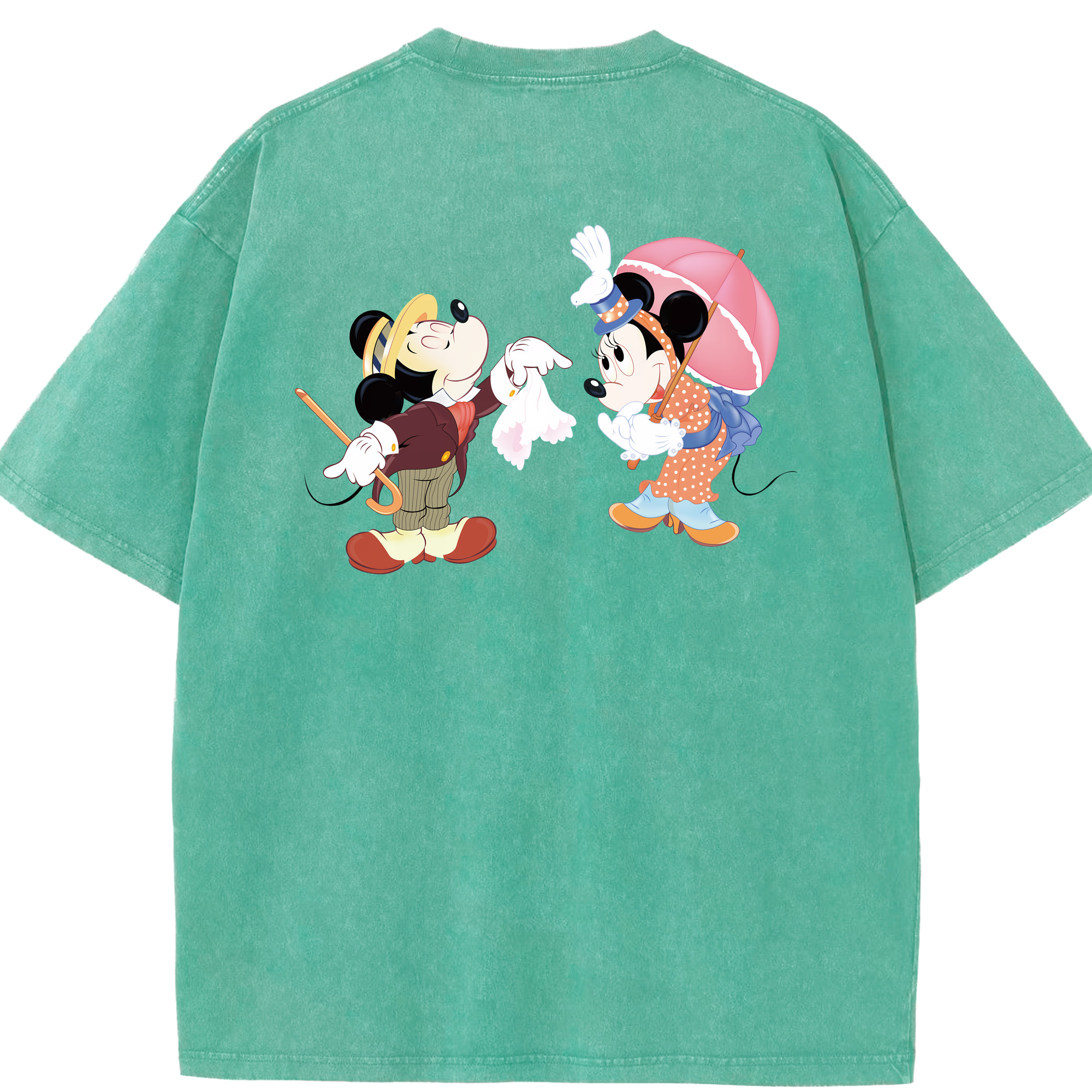 （画像用） ミッキーマウス Mickey Mouse 綿100% ヴィンテージ風 半袖Tシャツ（背面プリント）